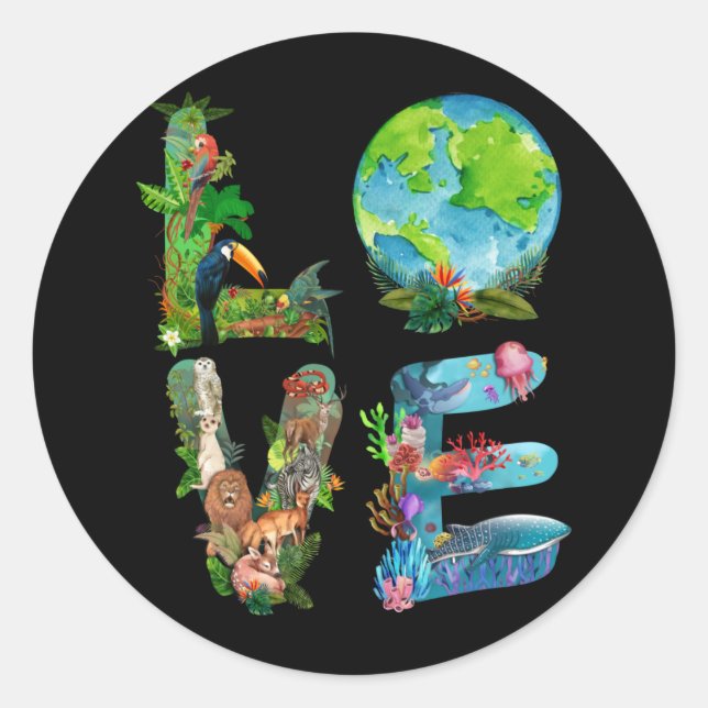 Sticker Rond Journée Mondiale Des Animaux Love Chemise Protecti (Devant)