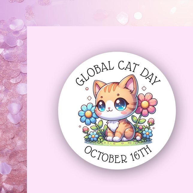 Sticker Rond Journée mondiale des chats 16 octobre (Créateur téléchargé)