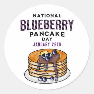Sticker Rond Journée nationale des crêpes aux bleuets 28 janvie