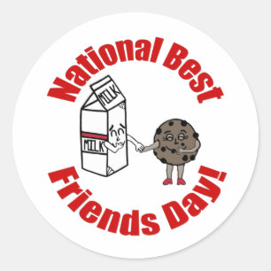 Sticker Rond Journée nationale des meilleurs amis Lait et cook