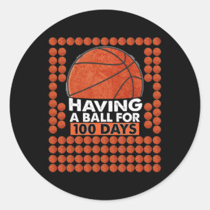 Sticker Rond Jours De Basketball Scolaire 100E Jour Ballons Pou