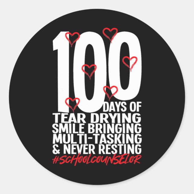 Sticker Rond Jours De Conseiller Scolaire 100e Jour De L'École (Devant)