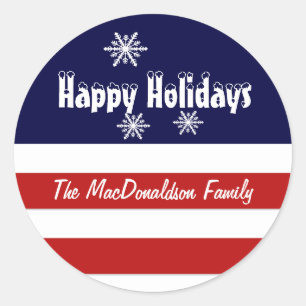 Sticker Rond Jours fériés blancs et bleus de Noël