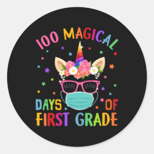 Sticker Rond Jours Magiques De La Première Classe Unicorn Mask