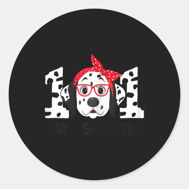 Sticker Rond Jours Smarter 101e jour école Dalmatie Chien ensei (Devant)