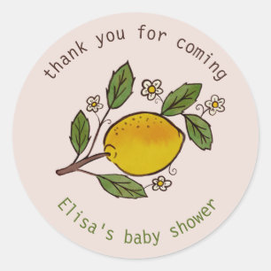 Sticker Rond Jovely Lemons Rustique BABY SHOWER PERSONNALISÉ