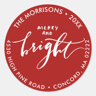 Sticker Rond Joy Bright Christmas Adresse Enveloppe Sceau