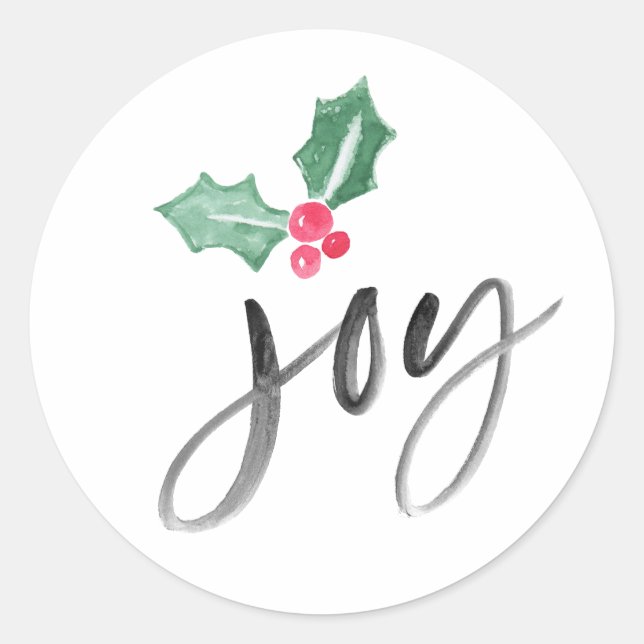 Sticker Rond Joy Brush Script Holiday | Noël (Devant)
