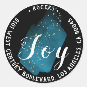 Sticker Rond Joy Holly Holiday Adresse de retour Stars Stroke N