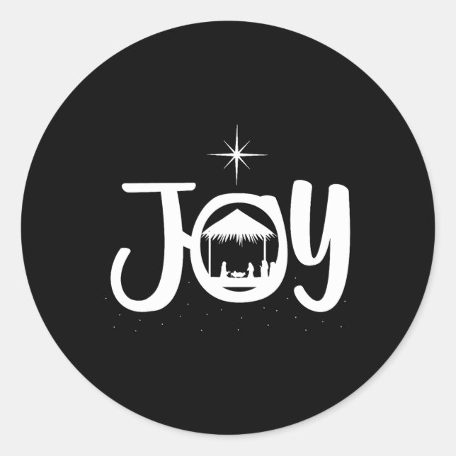 Sticker Rond Joy Jesus Nativity Scene Cool Christmas Xmas Chris (Devant)