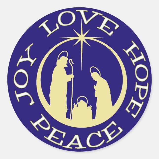 Sticker Rond Joy Love Hope Peace Christmas (Devant)