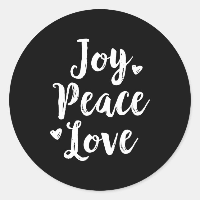 Sticker Rond Joy Peace Love Red Brushed Script Womens Holiday  (Devant)