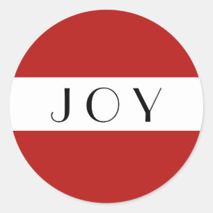 Sticker Rond Joy Rouge Et Blanc Minimal Moderne