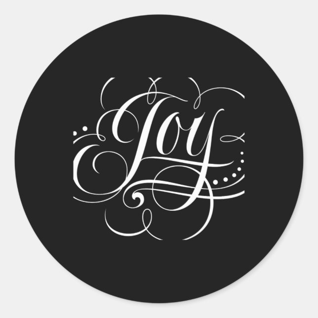 Sticker Rond Joy To The World Fancy Swirly Elegant Christmas T  (Devant)