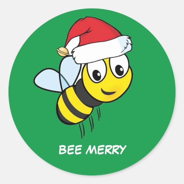 Sticker Rond Joyeuse abeille de Noël (Devant)