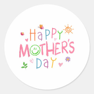 Sticker Rond Joyeuse Chemise De Fête Des Mères Pour Enfants Béb
