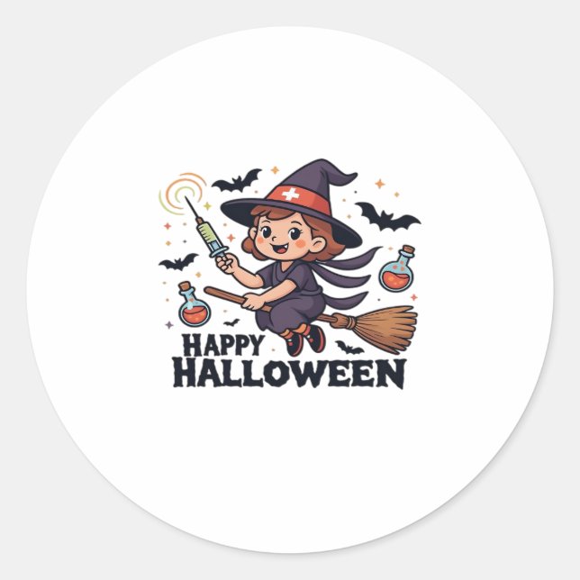 Sticker Rond Joyeuse chemise d'Halloween � Éffrayante mignonne  (Devant)