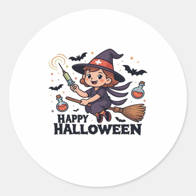Sticker Rond Joyeuse chemise d'Halloween - Éffrayante mignonne  (Devant)