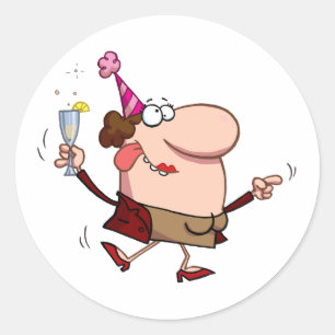 Sticker Rond Joyeuse dame de Noël au Jour de l'An