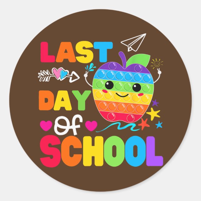 Sticker Rond Joyeuse Dernière journée d'enseignant étudiant (Devant)