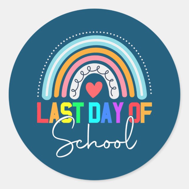 Sticker Rond Joyeuse Dernière Journée D'Enseignant Étudiant (Devant)