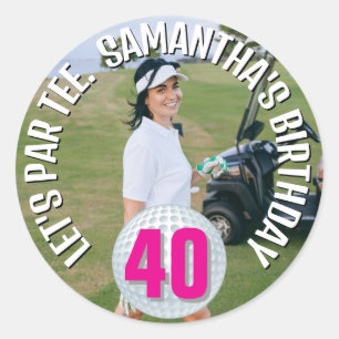 Sticker Rond Joyeuse femme photo d'anniversaire