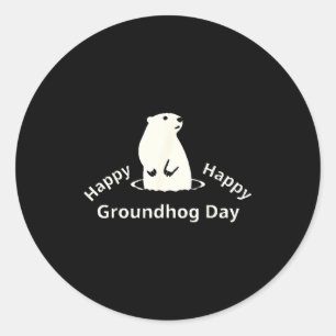 Sticker Rond Joyeuse fête de la marmotte 