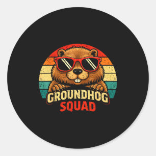 Sticker Rond Joyeuse fête de la marmotte 2026 Célébration drôle