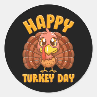 Sticker Rond Joyeuse fête de la Turquie Thanksgiving Gobble ens