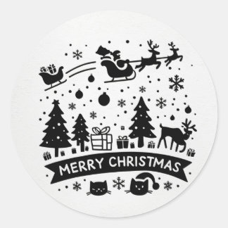 Sticker Rond joyeuse fête de Noël
