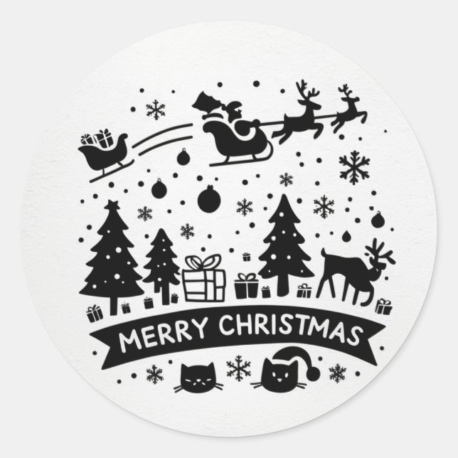Sticker Rond joyeuse fête de Noël (Devant)