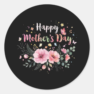 Sticker Rond Joyeuse fête des Mères 2026 Cute Floral pour femme