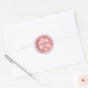 Sticker Rond Joyeuse Fête des Mères Élégant Moderne Floral Rose