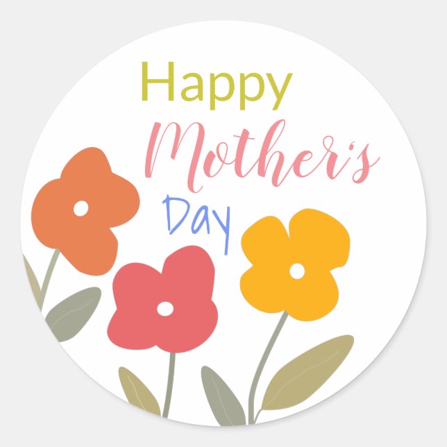Sticker Rond Joyeuse fête des mères Floral Blooms Plaque de pap (Devant)