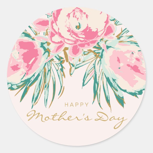 Sticker Rond Joyeuse Fête des Mères Florale (Devant)