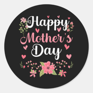 Sticker Rond Joyeuse fête des mères maman mignonne Florale femm