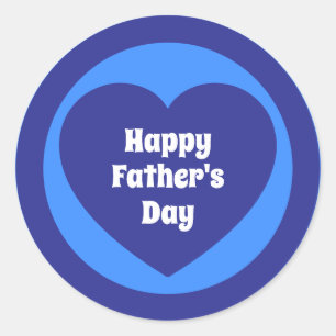 Sticker Rond Joyeuse Fête des Pères Simple Cœur Bleu Marine Mig
