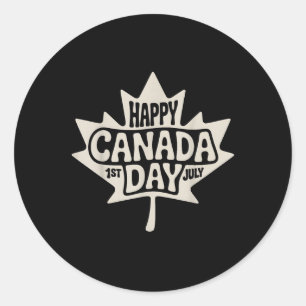 Sticker Rond Joyeuse fête du Canada 2025 Érable à drapeau canad