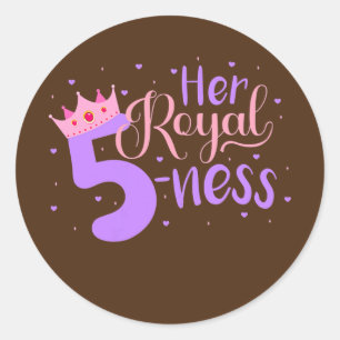 Sticker Rond Joyeuse Fille Anniversaire 5e Fête Son Fiativité R