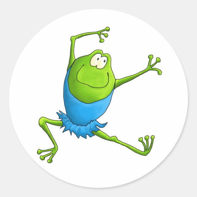 Sticker Rond Joyeuse grenouille à Ballet bondissante (Devant)