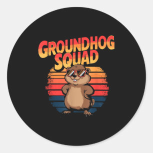 Sticker Rond Joyeuse journée de la marmotte 2025 - Drôle de gro