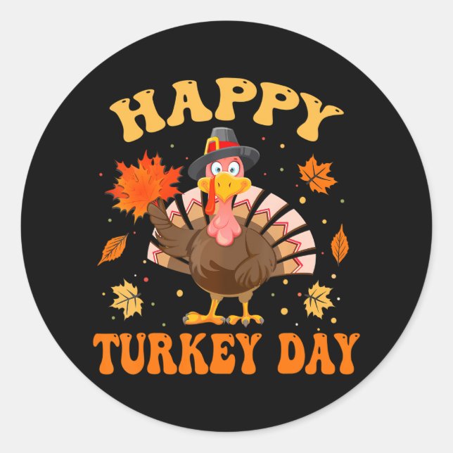 Sticker Rond Joyeuse Journée De La Turquie Pour Le Bon thanksgi (Devant)