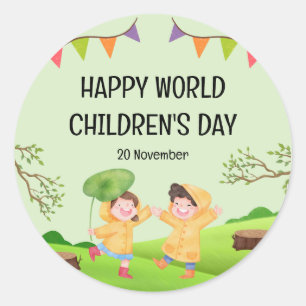 Sticker Rond Joyeuse Journée mondiale des enfants 20 novembre