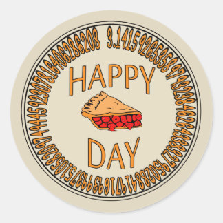 Sticker Rond Joyeuse journée PI avec tranche de Pi