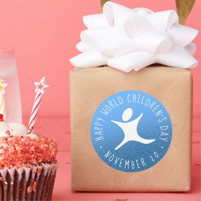 Sticker Rond Joyeuse Parties scintillant Bleue de la Journée Mo (Fête)