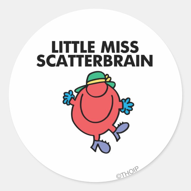 Sticker Rond Joyeuse petite Miss Scattercerveau (Devant)
