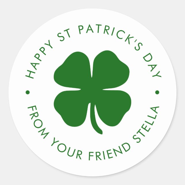 Sticker Rond Joyeuse Saint-Patrick Trèfle Vert  (Devant)