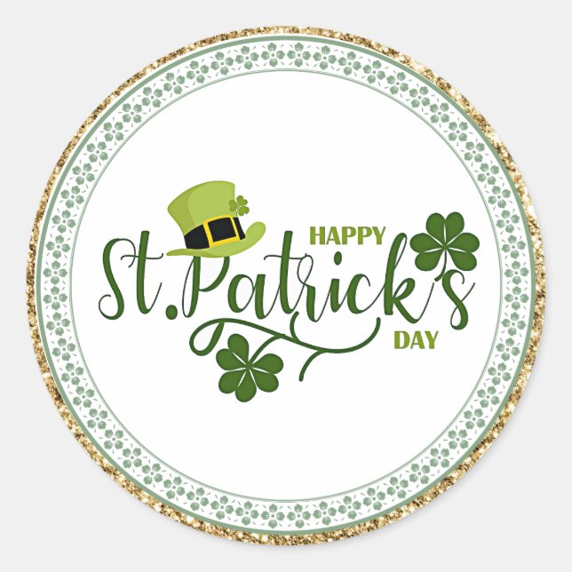 Sticker Rond Joyeuse Saint Patrick's Day, design de vacances, (Devant)
