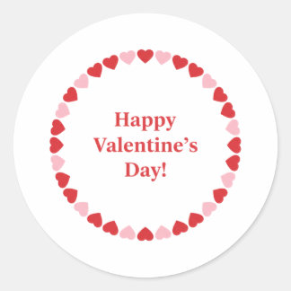 Sticker Rond Joyeuse Saint-Valentin Classique Bordure de Cœur R