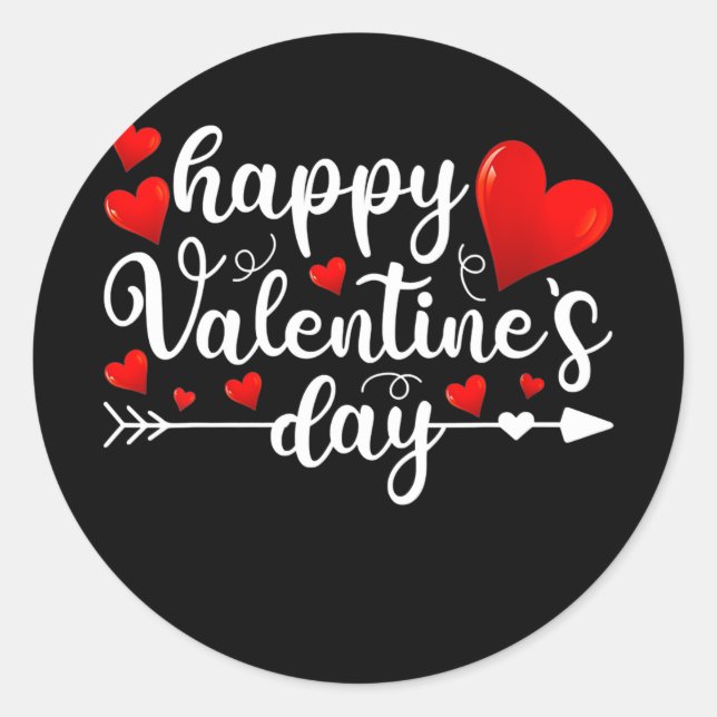 Sticker Rond Joyeuse Saint-Valentin Cœur Amour Cute Valentine (Devant)
